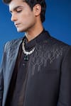 Shop_Philocaly_Black Wool Zari, Embroidery Shaam Neem Indo Western Sherwani _Online_at_Aza_Fashions