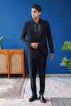 Shop_Philocaly_Black Wool Veyron Notch Lapel Directional Pintuck Tuxedo _at_Aza_Fashions