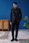Shop_Philocaly_Black Wool Noctis Shawl Lapel Diagonal Pintuck Tuxedo _at_Aza_Fashions