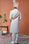 Shop_Philocaly_White Silk Embroidery Doriyaar Geometric Criss-cross Sherwani Set  _at_Aza_Fashions