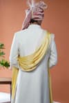 Philocaly_Off White Cotton Satin, Cotton, Silk Embroidery, Varnan Tonal Sherwani Set _Online