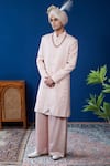 Buy_Philocaly_Blush Silk Embroidery, Zari, Feathers, Gulsha Floral Pitta Work Sherwani Set  