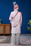 Shop_Philocaly_Pink Embroidery, Stones Zaroon Diamond Pattern Sherwani Set  _at_Aza_Fashions