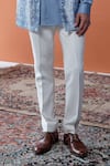 Buy_Philocaly_Blue Tussar, Cotton, Linen, Satin Nilo Printed Bundi And Pintuck Kurta _Online_at_Aza_Fashions