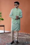 Shop_Philocaly_Mint Silk Embroidery Auric Bundi _at_Aza_Fashions