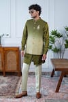 Shop_Philocaly_Green Silk Embroidery, Brooches Sehar Ombre Bundi _at_Aza_Fashions