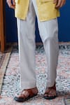 Philocaly_Yellow Cotton, Silk, Linen, Satin Embroidery Chayan Bundi And Kurta _Online_at_Aza_Fashions