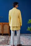 Shop_Philocaly_Yellow Cotton, Silk, Linen, Satin Embroidery Chayan Bundi And Kurta _at_Aza_Fashions