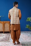 Shop_Philocaly_Brown Linen, Satin Rivan Checkered Print Bundi And Kurta _at_Aza_Fashions