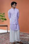 Shop_Philocaly_Lavender Tussar, Cotton Embroidery Veluna Diamond Bundi _at_Aza_Fashions