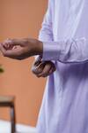Philocaly_Lavender Tussar, Cotton, Silk Veluna Diamond Tessellated Bundi And Kurta _Online_at_Aza_Fashions