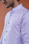 Philocaly_Lavender Tussar, Cotton, Silk Veluna Diamond Tessellated Bundi And Kurta _Online