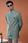 Buy_Philocaly_Green Wool Brooches Vanraj Sage Perennial Bundi _at_Aza_Fashions