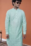Buy_Philocaly_Mint Silk Embroidery Taazgi Pitta Kurta With Round Hem _Online_at_Aza_Fashions