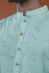 Philocaly_Mint Silk Embroidery Taazgi Pitta Kurta With Round Hem _at_Aza_Fashions