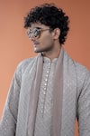Buy_Philocaly_Beige Georgette Embroidery, Sequins Ashveer Kurta And Tonal Stole _Online_at_Aza_Fashions