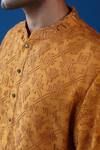 Buy_Philocaly_Mustard Silk Embroidery, Sequins Kanak Pitta Geometric Motif Kurta _Online_at_Aza_Fashions
