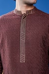 Shop_Philocaly_Brown Silk Zari Tavir Geometric Pattern Kurta With Detail _Online_at_Aza_Fashions