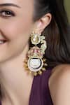 Shop_Joules By Radhika_Multi Color Stones, Pearls, Beads Radiant Royal Peacock Shaped Earrings _at_Aza_Fashions