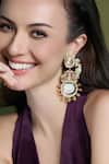 Buy_Joules By Radhika_Multi Color Stones, Pearls, Beads Radiant Royal Peacock Shaped Earrings _at_Aza_Fashions
