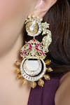 Joules By Radhika_Multi Color Stones, Pearls, Beads Radiant Royal Peacock Shaped Earrings _Online_at_Aza_Fashions