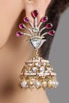 Joules By Radhika_Gold Plated Stones, Pearls, Crystals Glorious Charm Peacock Jhumkas _Online_at_Aza_Fashions