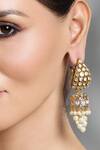 Shop_Joules By Radhika_Gold Plated Pearls, Stones Jhumka Hoops _at_Aza_Fashions