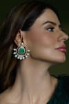 Buy_Joules By Radhika_Gold Plated Pearls, Stones Royal Veil Emerald Studs _at_Aza_Fashions