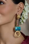 Shop_Joules By Radhika_Gold Plated Stones Astra Grid Earrings _at_Aza_Fashions