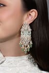 Shop_Joules By Radhika_Gold Plated Pearls, Stones, Beads Opulent Cascade Earrings _at_Aza_Fashions