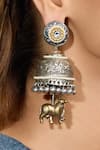 Joules By Radhika_Silver Plated Pearls, Stones Tavisha Jhumkas _Online_at_Aza_Fashions