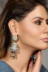 Buy_Joules By Radhika_Silver Plated Pearls, Stones Tavisha Jhumkas _at_Aza_Fashions