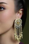 Shop_Joules By Radhika_Gold Plated Pearls, Stones Zaria Kundan Embellished Drop Earrings _at_Aza_Fashions