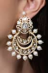 Joules By Radhika_Gold Plated Pearls, Stones, Crystals Sovereign Embellished Chandbalis _Online_at_Aza_Fashions