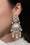 Shop_Joules By Radhika_Gold Plated Pearls, Stones, Crystals Tassel Aura Embellished Drop Earrings _at_Aza_Fashions