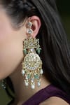 Shop_Joules By Radhika_Gold Plated Pearls, Stones, Beads Shaahi Moonlight Passa Earrings _at_Aza_Fashions