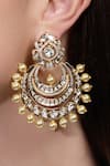 Joules By Radhika_Gold Plated Pearls, Stones Noor E Kundan Embellished Chandbalis _Online_at_Aza_Fashions