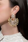 Shop_Joules By Radhika_Gold Plated Pearls, Stones Noor E Kundan Embellished Chandbalis _at_Aza_Fashions