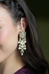 Shop_Joules by Radhika_Gold Plated Pearls, Stones Moontrail Embellished Drop Earrings _at_Aza_Fashions