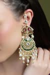 Shop_Joules By Radhika_Multi Color Pearls, Stones Royale Kundan Embellished Chandbali Earrings _at_Aza_Fashions