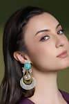 Buy_Joules By Radhika_Multi Color Stones, Pearls Aura Turquoise Stud Chandbalis _at_Aza_Fashions