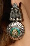 Joules By Radhika_Silver Plated Stones Bold Heritage Oxidized Earrings_Online_at_Aza_Fashions