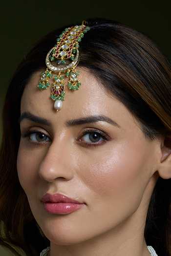 Shop_Joules by Radhika_Multi Color Sultana Bloom Maangtikka _at_Aza_Fashions