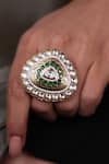 Buy_Joules By Radhika_Gold Plated Gemstones, Abstract Kundan And Green Enamelled Ring _at_Aza_Fashions