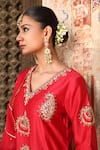 Shop_Amoree by Shikha Chaudhry_Red Silk Embroidery, Mirrors, Sequins, Gota Patti Butti Work Kurta And Sharara Set _Online_at_Aza_Fashions