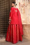 Shop_Amoree by Shikha Chaudhry_Red Silk Embroidery, Mirrors, Sequins, Gota Patti Butti Work Kurta And Sharara Set _at_Aza_Fashions