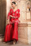Amoree by Shikha Chaudhry_Red Silk Embroidery, Mirrors, Sequins, Gota Patti Butti Work Kurta And Sharara Set _at_Aza_Fashions