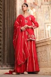 Buy_Amoree by Shikha Chaudhry_Red Silk Embroidery, Mirrors, Sequins, Gota Patti Butti Work Kurta And Sharara Set _at_Aza_Fashions