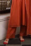 Amoree by Shikha Chaudhry_Rust Silk, Silk, Embroidery, Stones Split Rudra Kurta Set _Online_at_Aza_Fashions