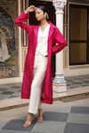 Buy Amoree by Shikha Chaudhry Fuchsia Silk, Silk, Embroidery Collared, Jacket And Pant Set Online at Aza Fashions Buy_Amoree by Shikha Chaudhry_Fuchsia Silk, Silk, Embroidery Collared, Jacket And Pant Set _Online_at_Aza_Fashions